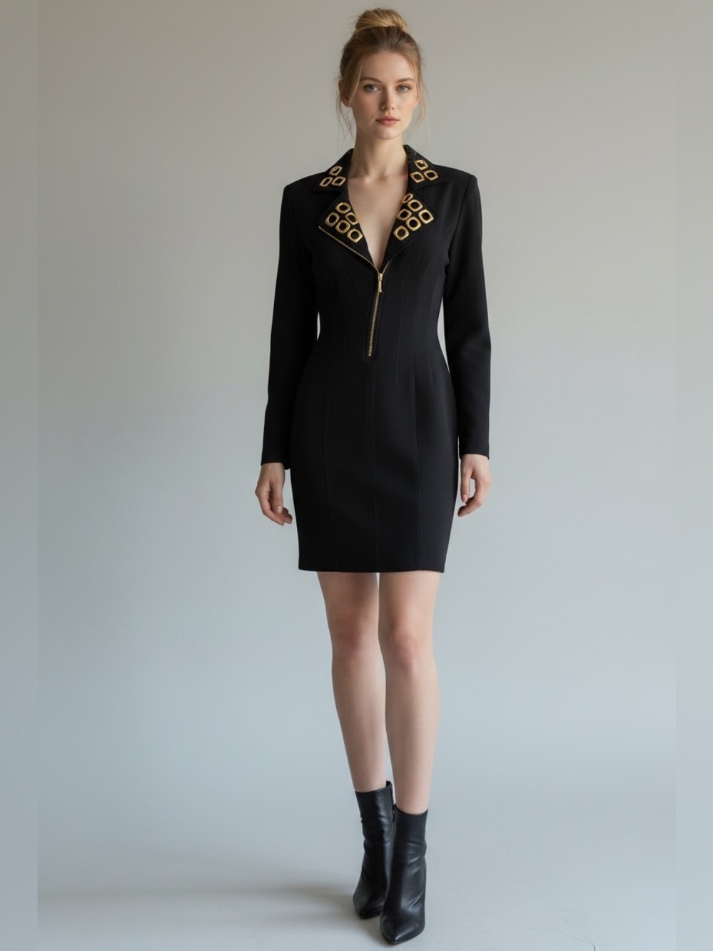 90s Y2K Bodycon GROMET Mini Stretch Dress S XS